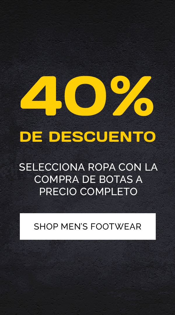 40% De Descuento. Selecciona Ropa Con La Compra De Botas a Precio Completo. Comprar ropa para hombre.